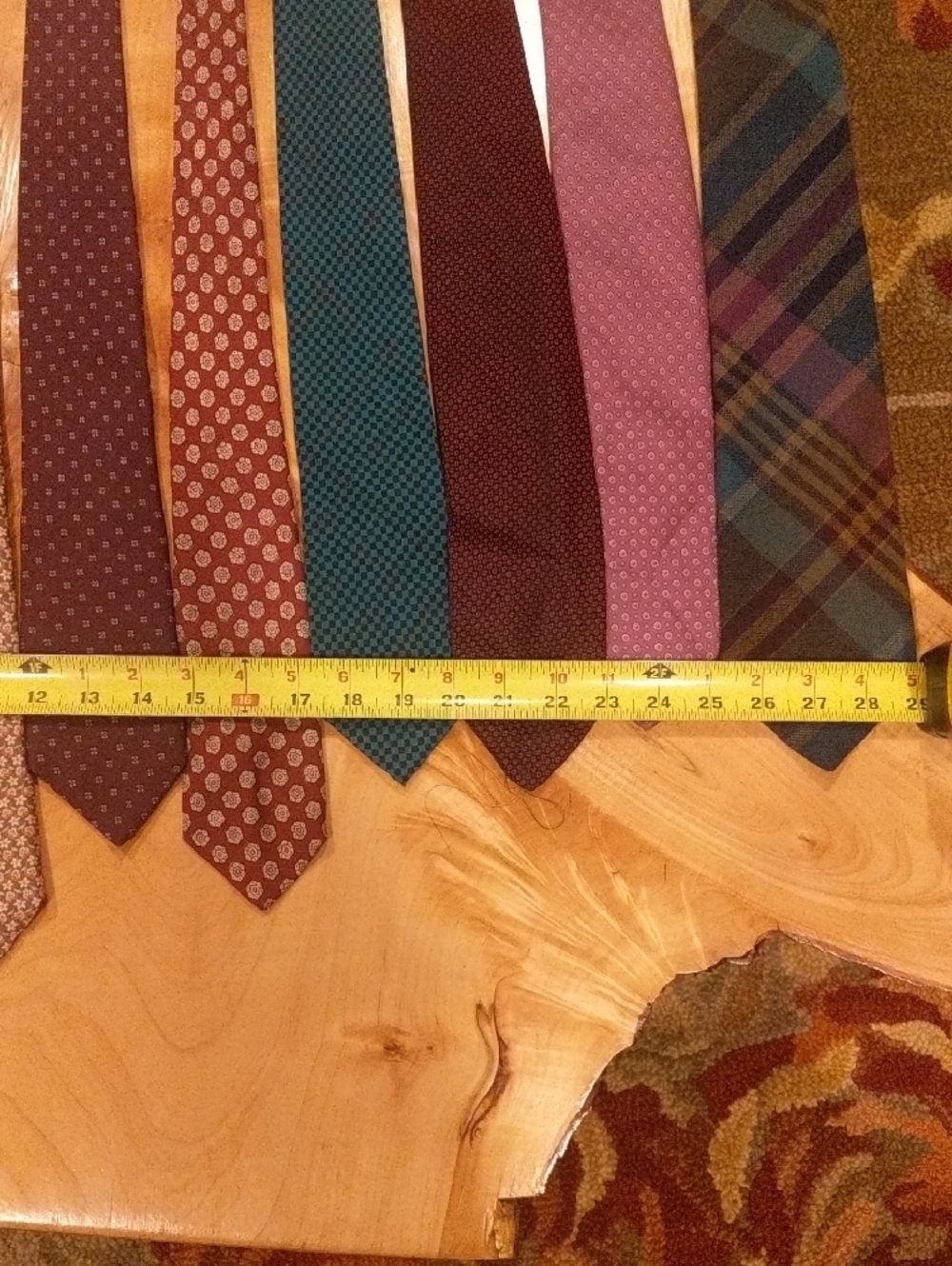 Assorted Men's Silk, Cotton and Woo Ties in Teal, Burgundy, Purple, Blue & Brown - Picture 7 of 13
